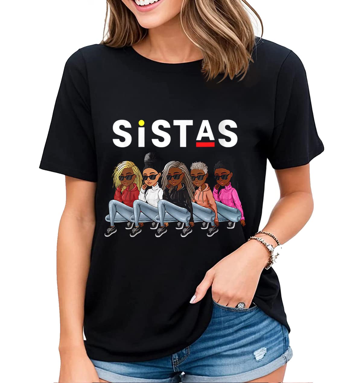 Women Black Sistas Pride T-Shirt Queen Melanin African American Casual Short Sleeve Tops