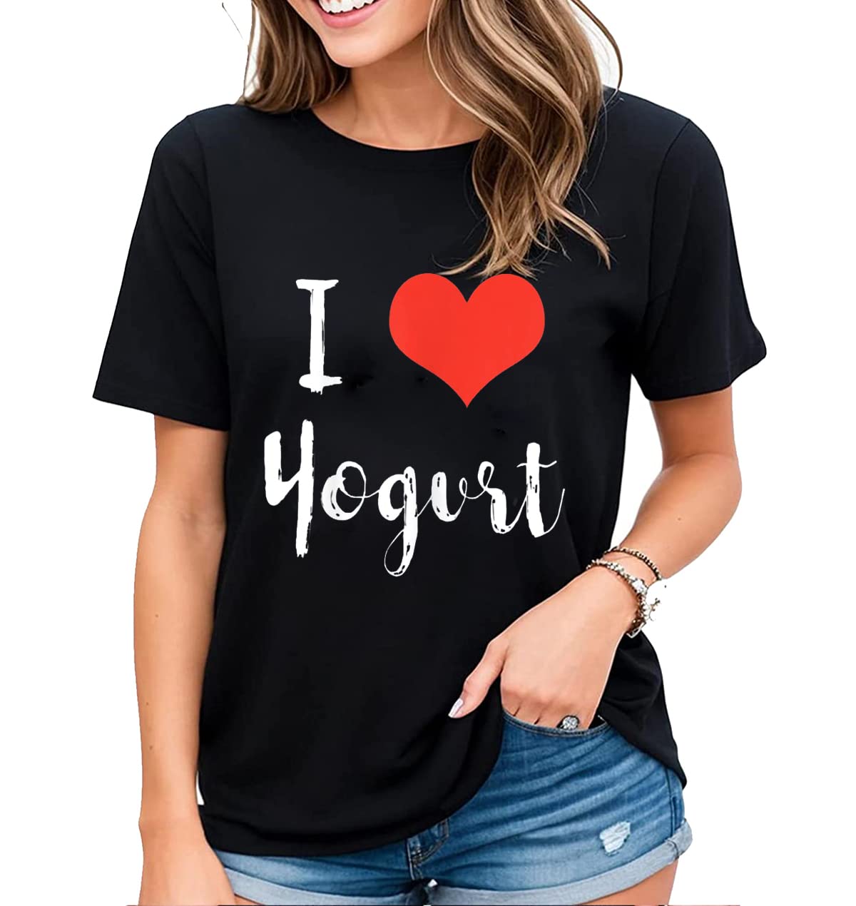 Womens Red Heart Graphic T-Shirt I Love So-and-so Fun Casual Short-Sleeved Tops