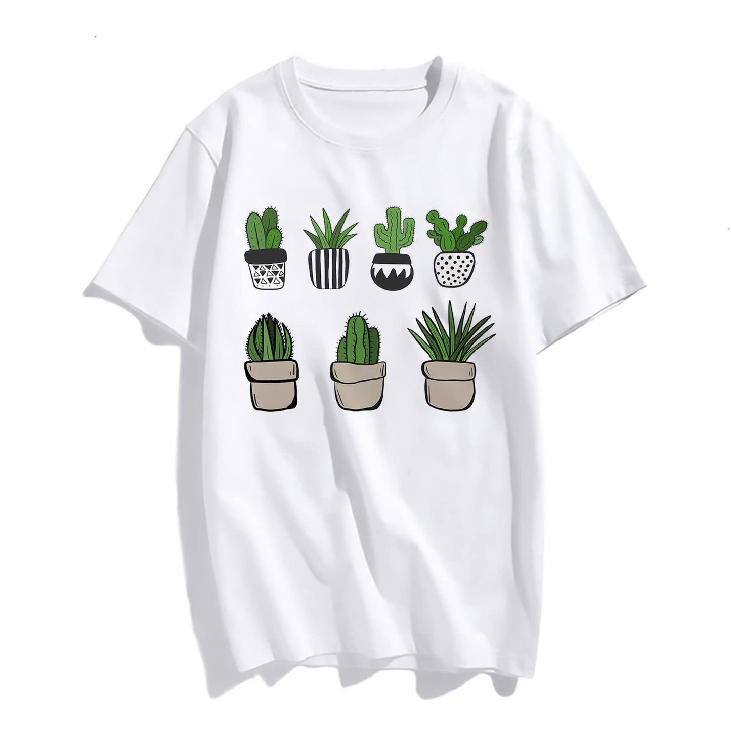 Women Green Plant Graphics T-Shirt Fashion Casual Short-Sleeved Top