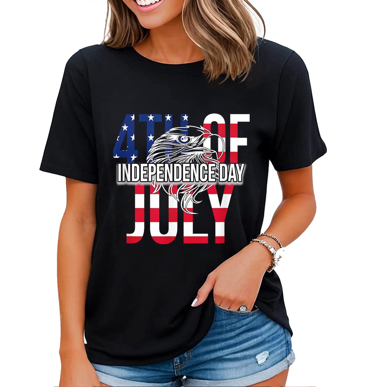 4th July American Eagle Flag Shirt Independence Day Women T-Shirt
