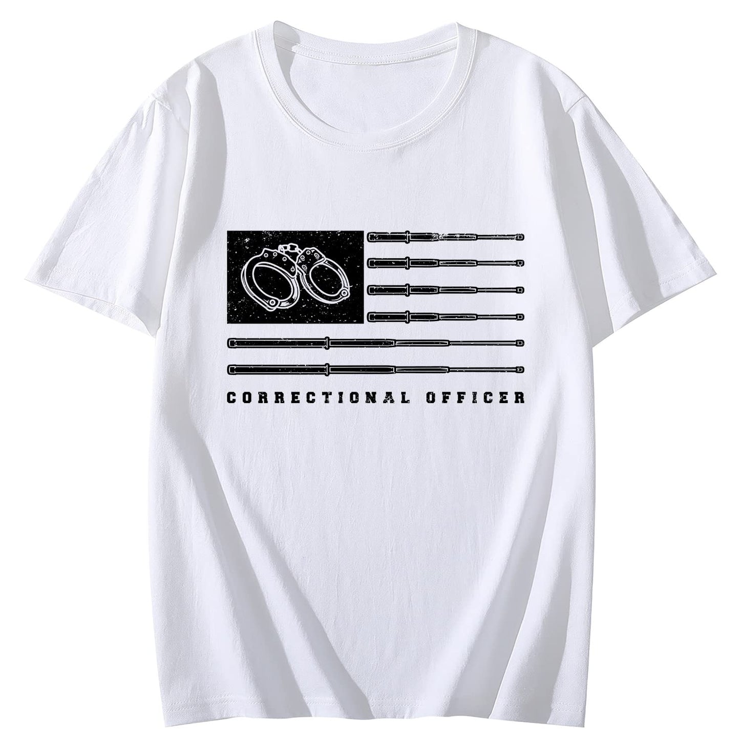 US Flag Correction Officer Short Sleeve Comfort Tops T-Shirts for Women