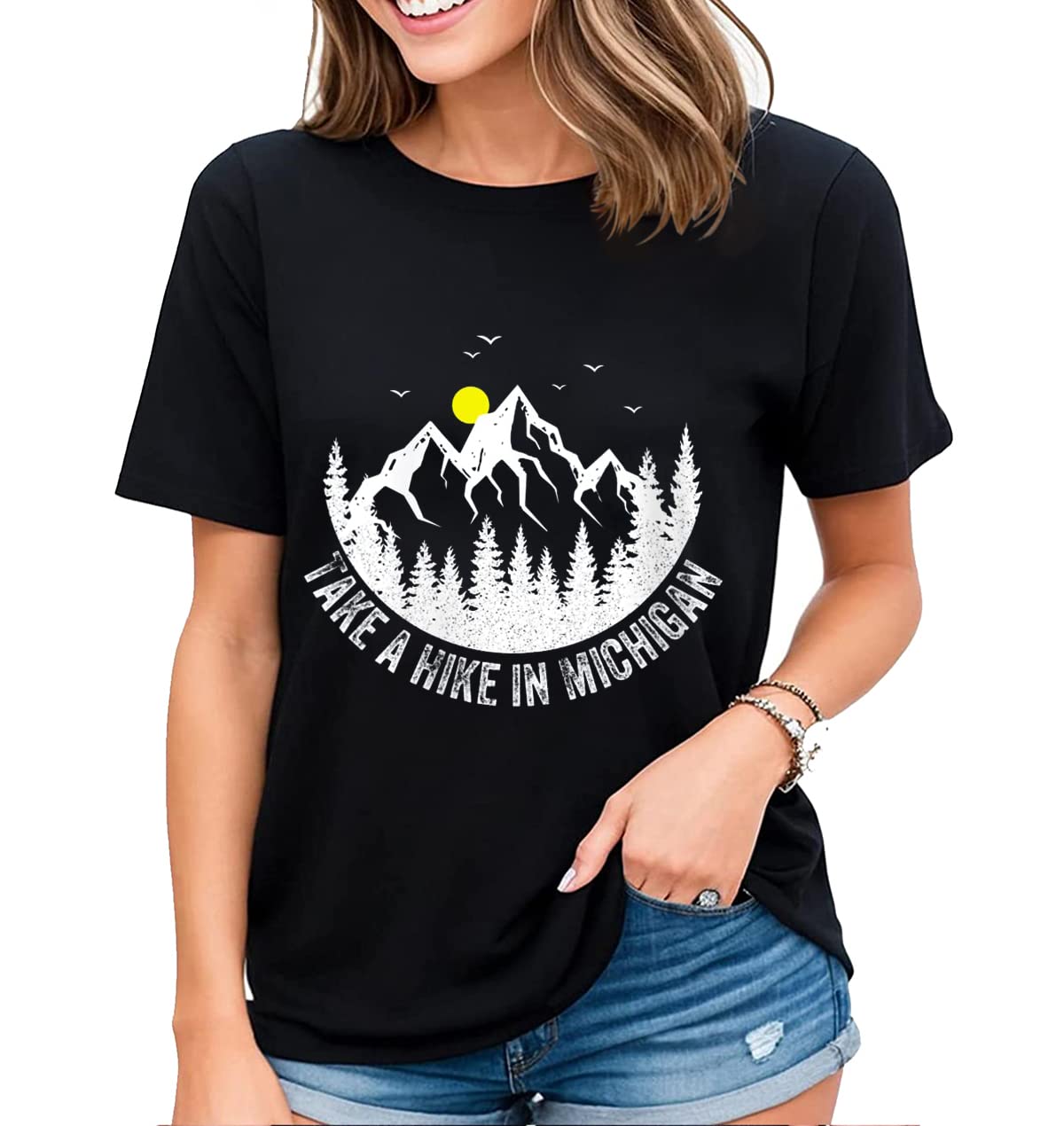 T-Shirt Womens Camping Nature Lover Take A Hike Environmentalist Wanderlust Casual Short-Sleeved Tops