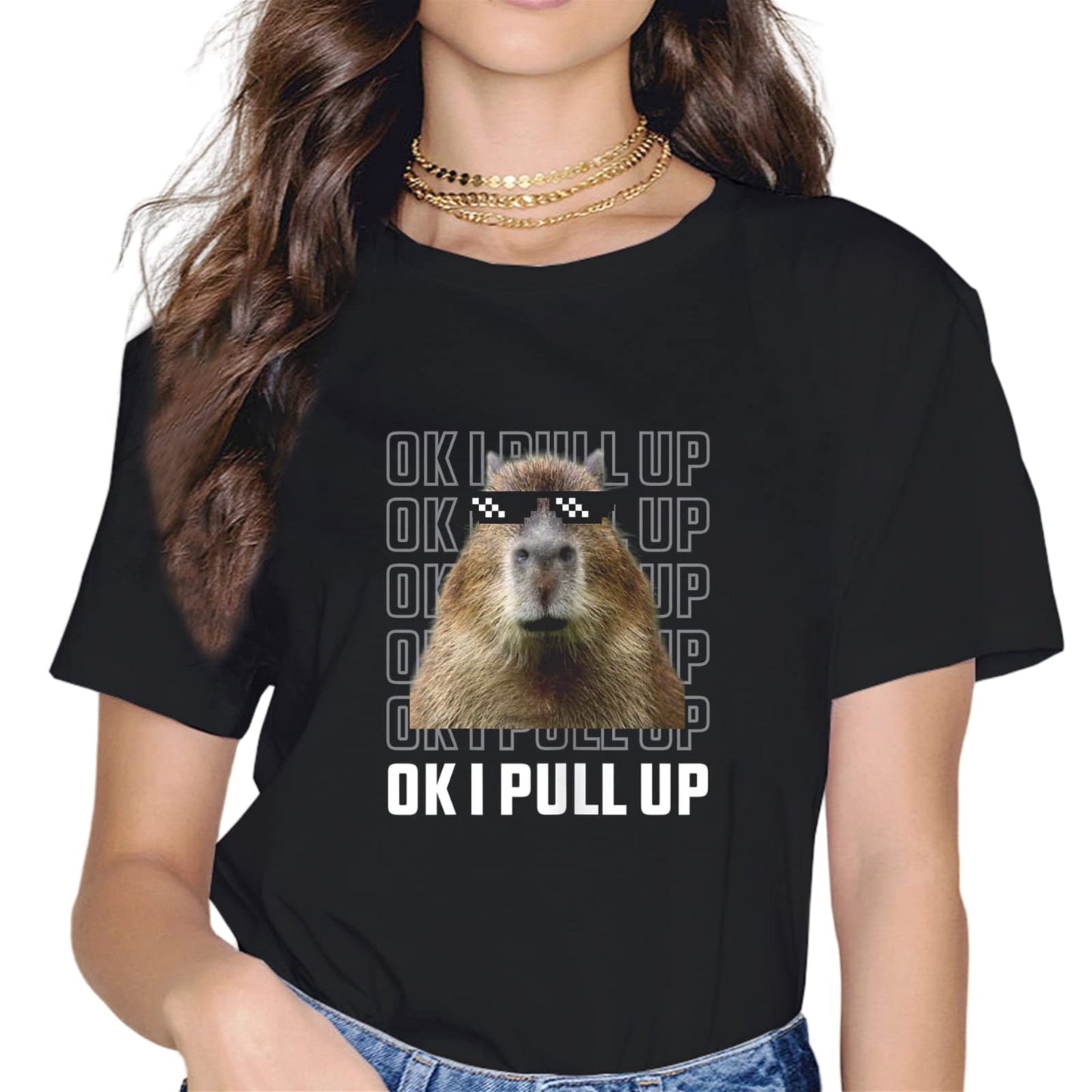 Capybara Fashion Short Sleeve Casual Round Neck Capybaras Lover Gift T-Shirt