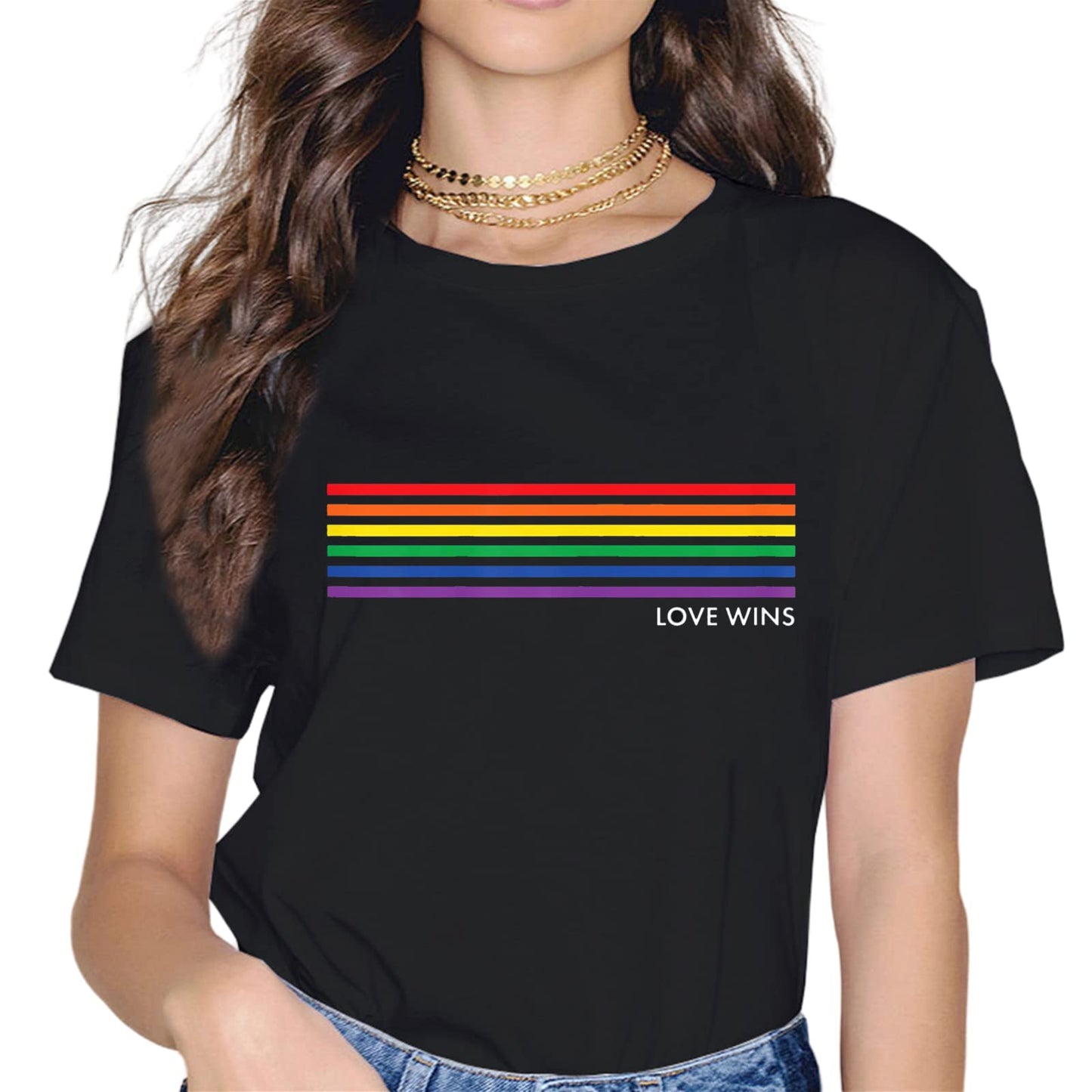 Women Fashion LGBT Pride LGBT Ally Rainbow Flag Casual T-Shirt