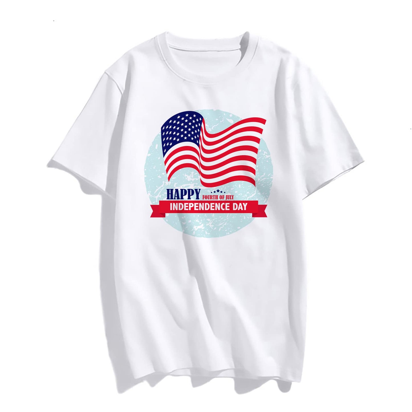 noozuo American Independence Day T-Shirt Women's Short-Sleeved Round Neck Top