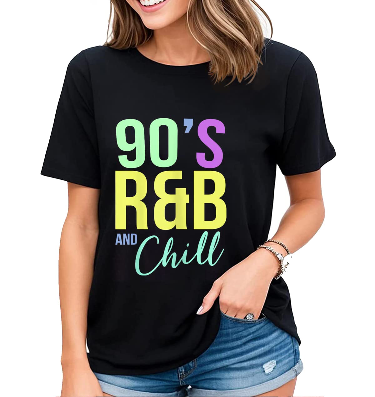 T-Shirt Women I'm A 90's R&b Kinda Girl Music Lover Gift Casual Short Sleeve Tops