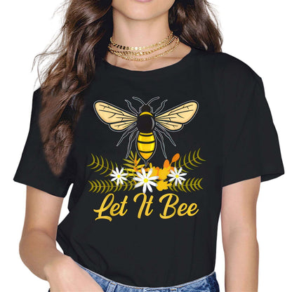 T-shirts For Women Summer Tee Shirt Female Let It Bee Casual Short