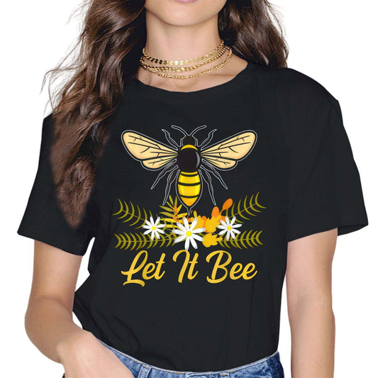 T-shirts For Women Summer Tee Shirt Female Let It Bee Casual Short