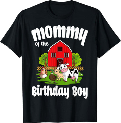 Mommy Of The Birthday Boy Farm Animal Bday Party Celebration T-Shirt