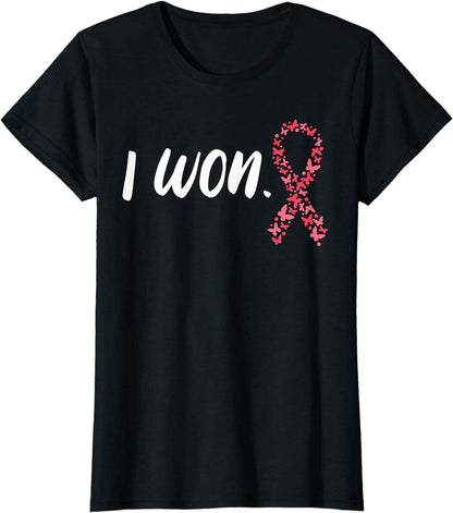 I Won Breast Cancer Awareness Support Pink Ribbon Survivor T-Shirt