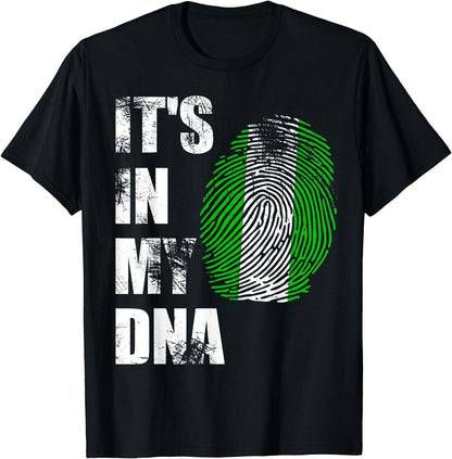 NIGERIA, IT'S IN MY DNA NIGERIAN FLAG DISTRESSED T-SHIRT