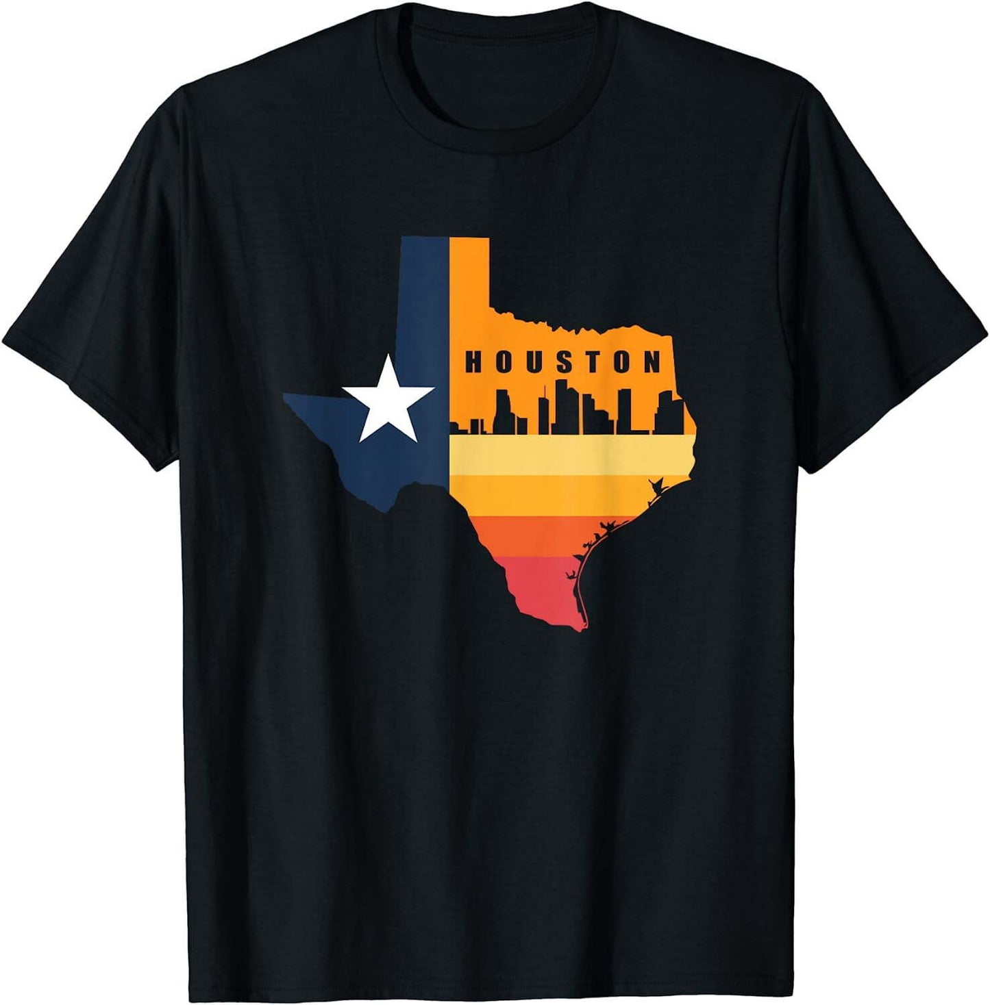Houston City Texas Map Patriotic Texan T-Shirt