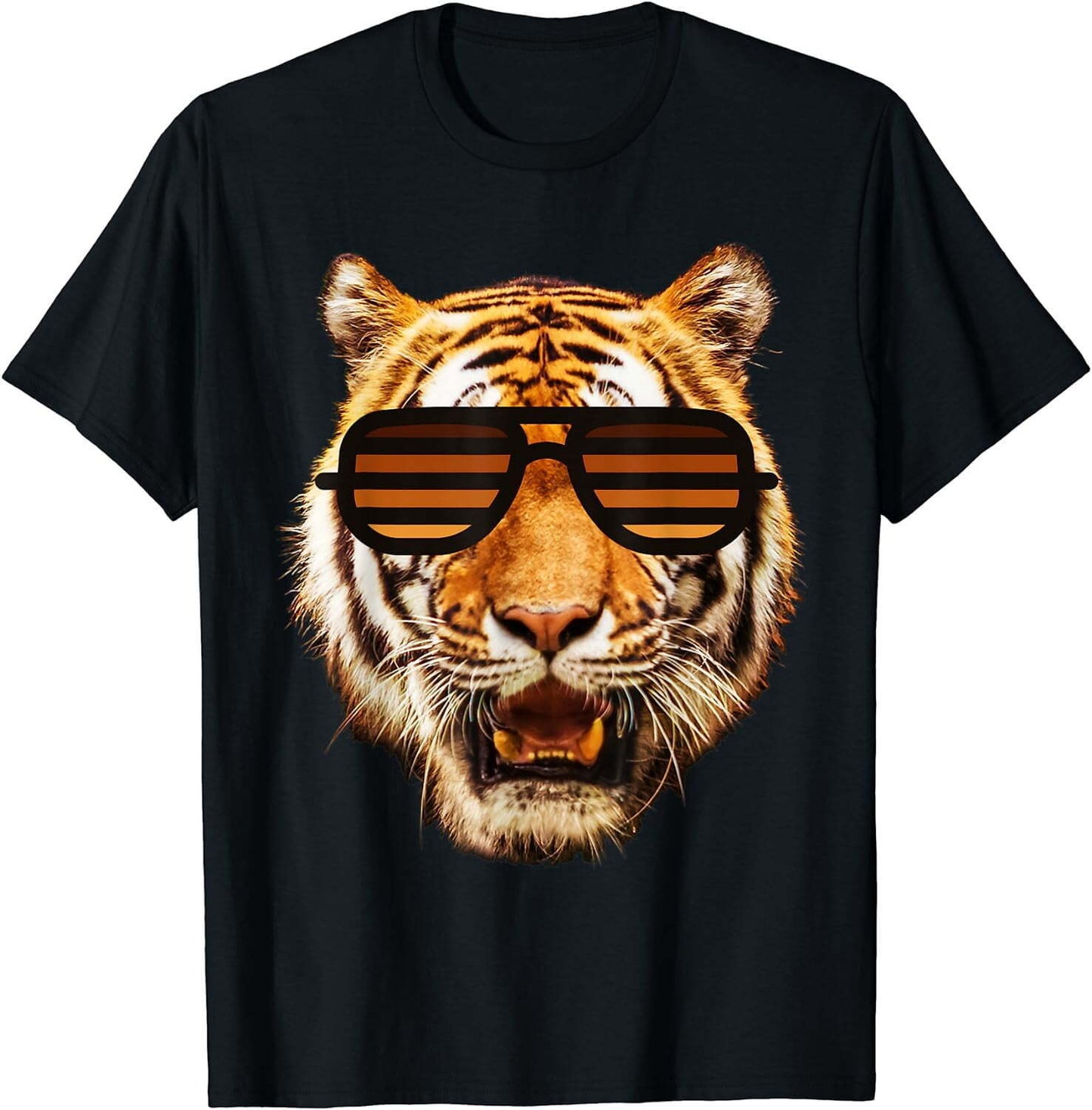 Real Cool Tiger Birthday Tee for Boy with Striped Sunglasses T-Shirt