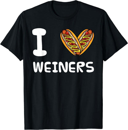 I Love Weiners Hotdogs Frankfurter Wiener Frank Sausage Bun T-Shirt