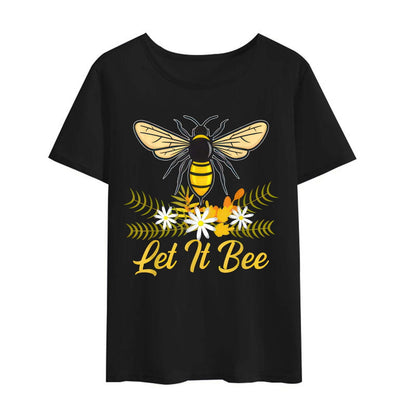 T-shirts For Women Summer Tee Shirt Female Let It Bee Casual Short