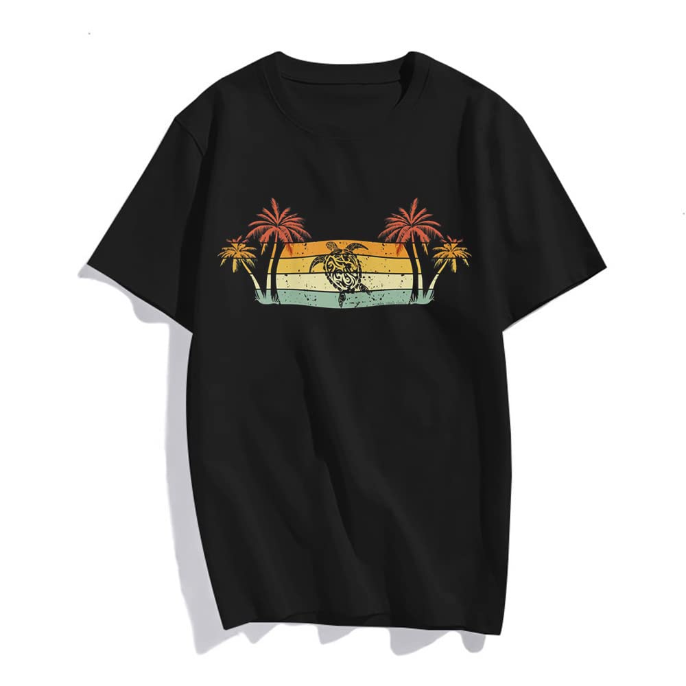 Women Fashion Retro Beach Style Design with Palm Trees Casual T-Shirt