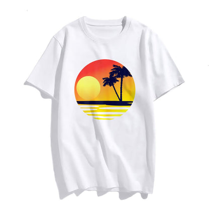 Sunset Beach Tropical Palm Tree Sunny T-Shirt