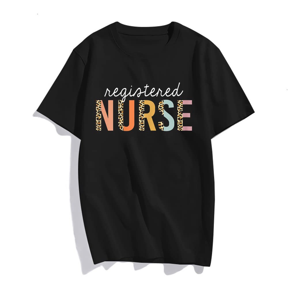 Sassalilly RN Nurse Leopard Print Registered Nurse Nursing School Women T-Shirt Gift