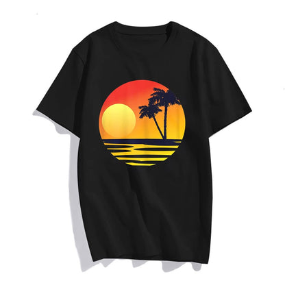 Sunset Beach Tropical Palm Tree Sunny T-Shirt