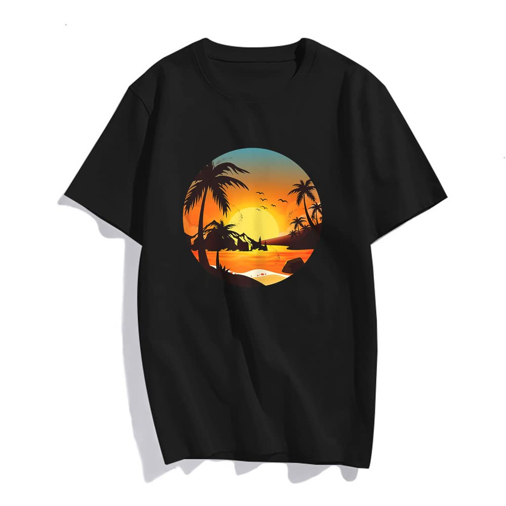 Sunset Beach Tropical Palm Tree Sunny T-Shirt