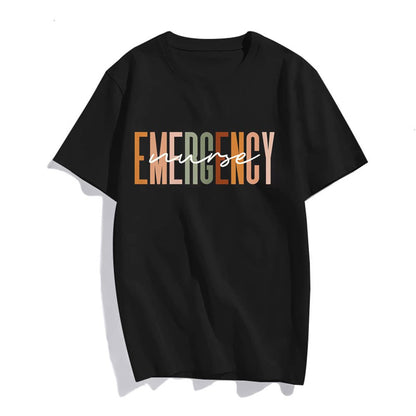 Emergency Nurse Letters Print ER Nurse Nursing School Outfit T-Shirt Women Top