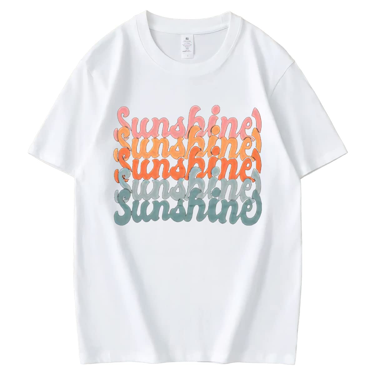 Womens Sunshine Graphic Shirt Funny Summer Short Sleeve O-Neck Tops