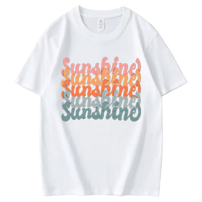 Womens Sunshine Graphic Shirt Funny Summer Short Sleeve O-Neck Tops