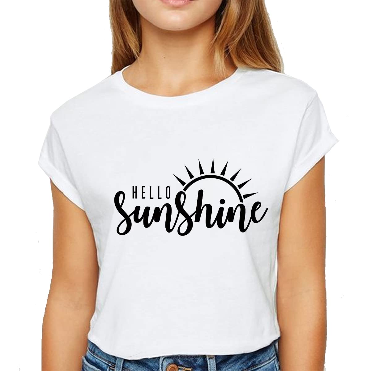 Womens Sunshine Graphic Shirt Funny Summer Short Sleeve O-Neck Tops