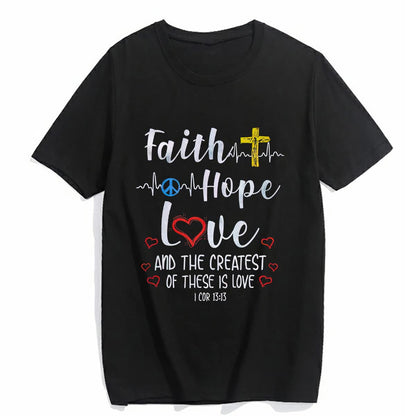 Elevate Your Summer Style with our "Faith Hope and Love" T-Shirt