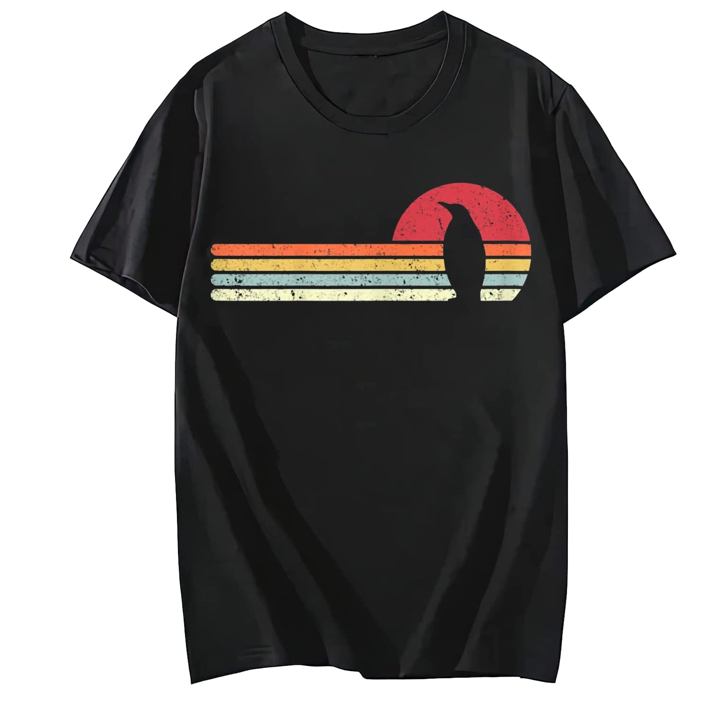 LastFor1 Womens Tshirt Penguin Retro Style Graphic Short Sleeve T-Shirt