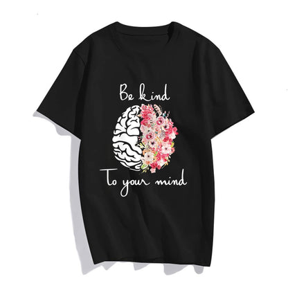 Mental Health Awareness Short Sleeve Casual Round Neck T-Shirt Gift