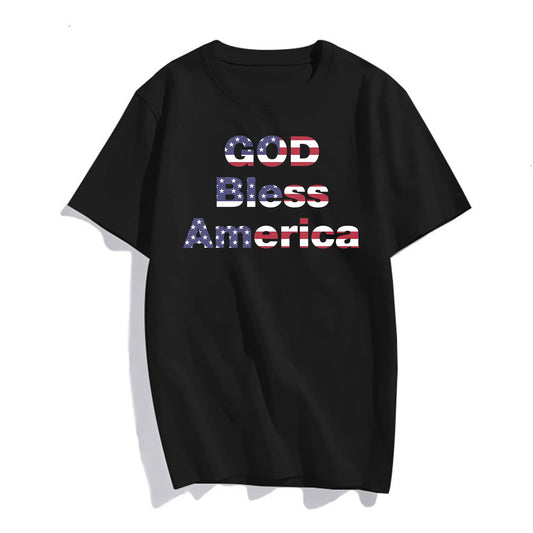 God Bless America T-Shirt Women Fashion Casual Short-Sleeved Top