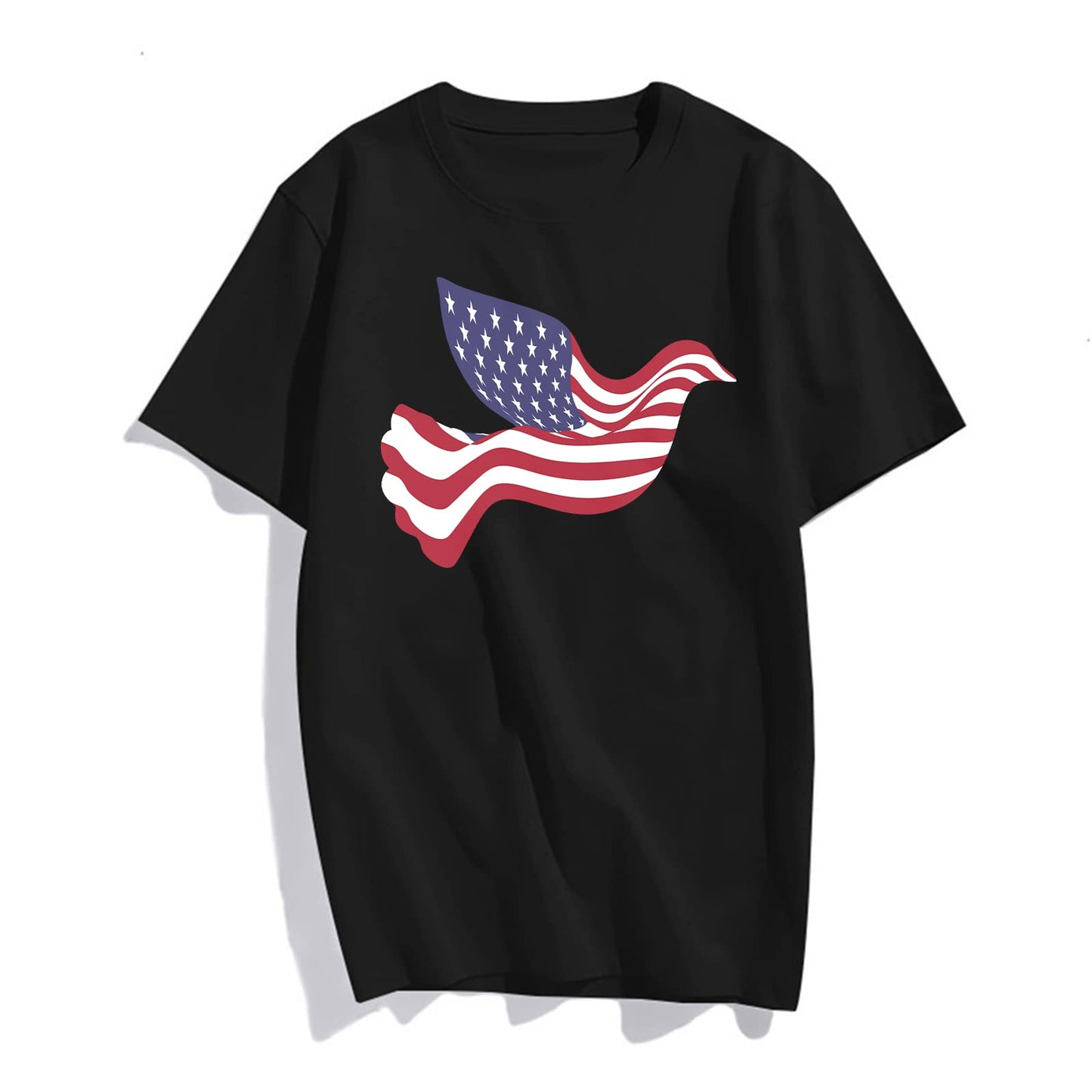 Eagle T-Shirt American Flag Eagle-Shaped Lady Round Neck Short-Sleeved Top