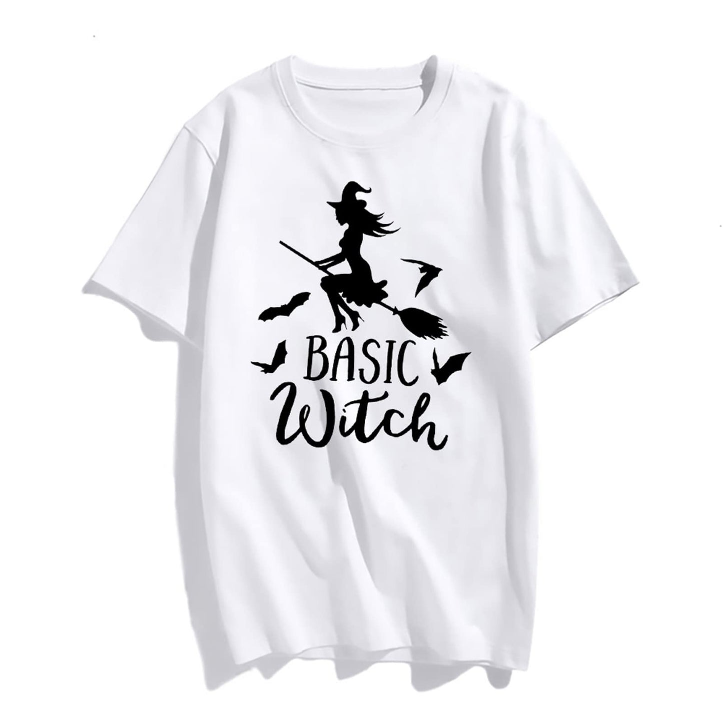 Halloween Witch Print Female Short Sleeve Graphic Fashion Summer T Shirt Women