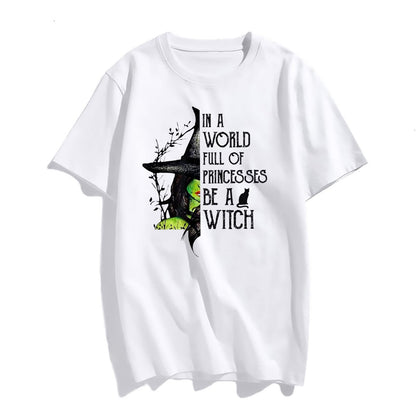Halloween Witch Print Female Short Sleeve Graphic Fashion Summer T Shirt Women