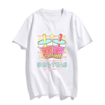 Sassalilly Bubble Tea Bubble Cartoon Kawaii Shirt Besties Best Friends T-Shirt