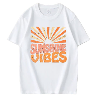 Womens Sunshine Graphic Shirt Funny Summer Short Sleeve O-Neck Tops