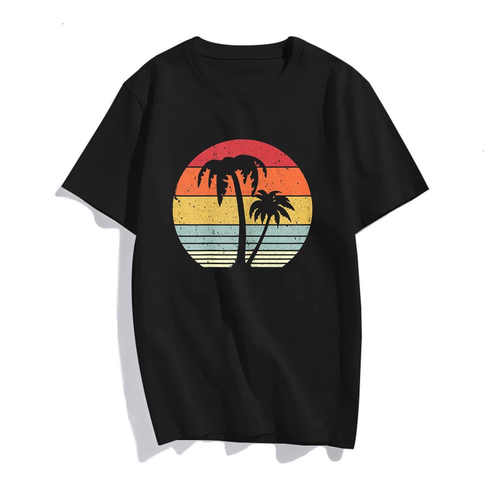 Women Fashion Retro Beach Style Design with Palm Trees Casual T-Shirt