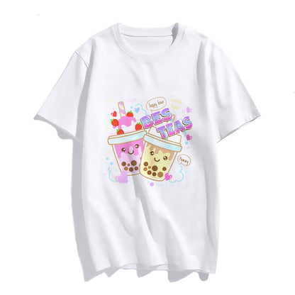 Sassalilly Bubble Tea Bubble Cartoon Kawaii Shirt Besties Best Friends T-Shirt