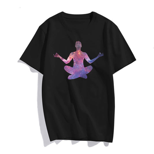 Bohemian Meditation Pattern T-Shirt Women Casual Short-Sleeved Top