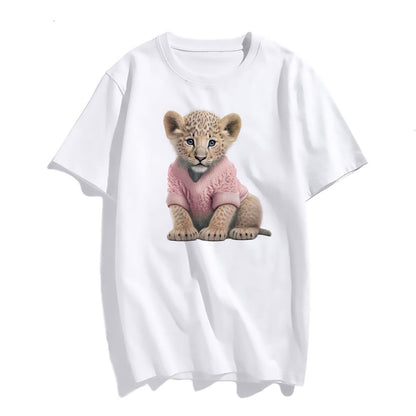 Cute Little Lion Print Women's Casual T-Shirt