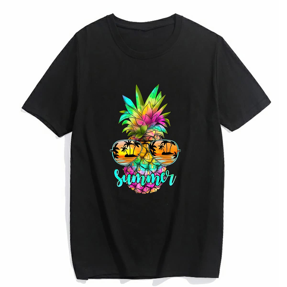 T-Shirt for Women Hello Summer Graphic Shirt Vacation Beach Style Casual Short-Sleeved Tops