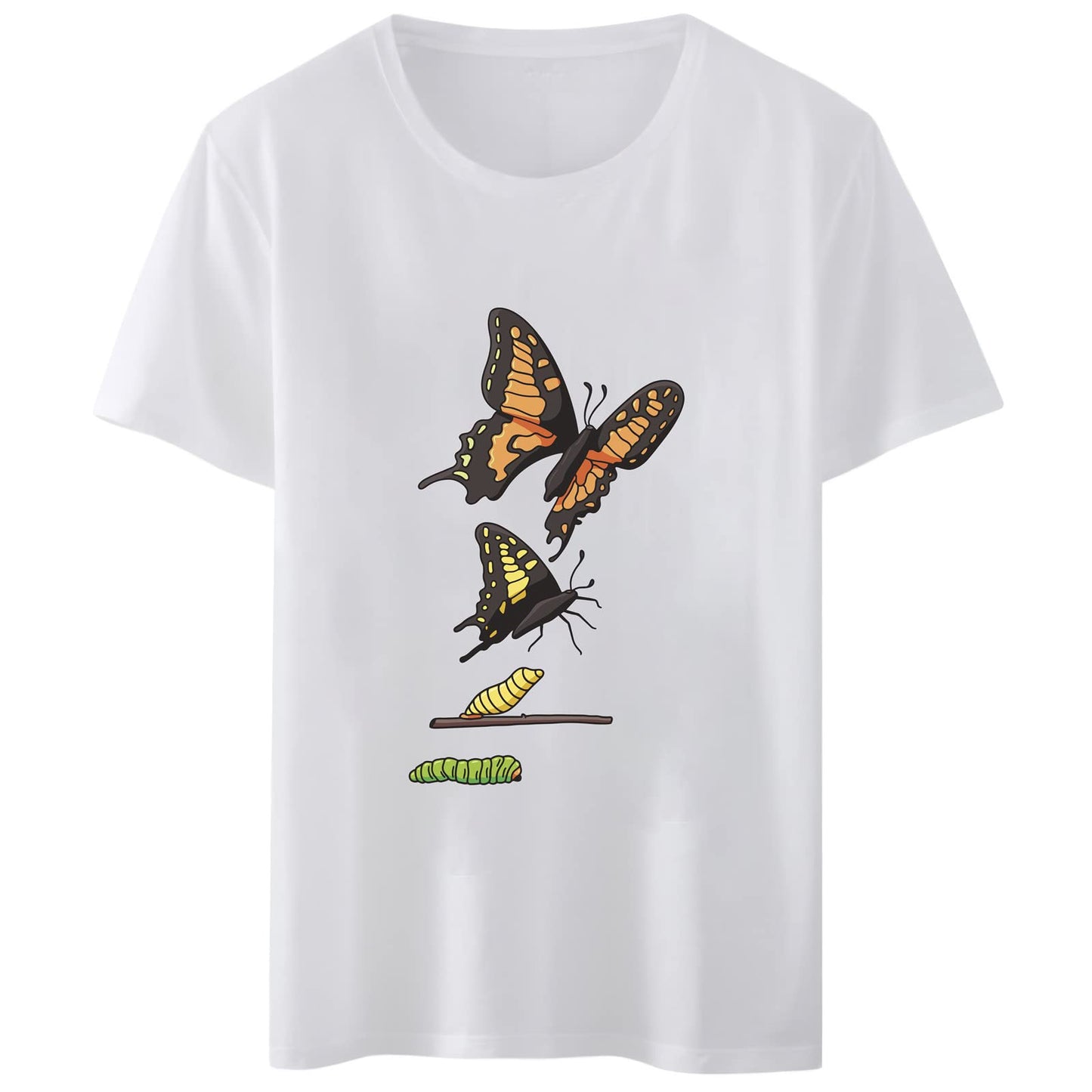 Women's T-Shirt - A Worm Transforms Into A Butterfly Print