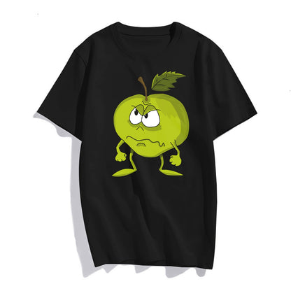 Funny Apple Graphics Tshirts Women Casual Short Sleeve Round Neck Tops