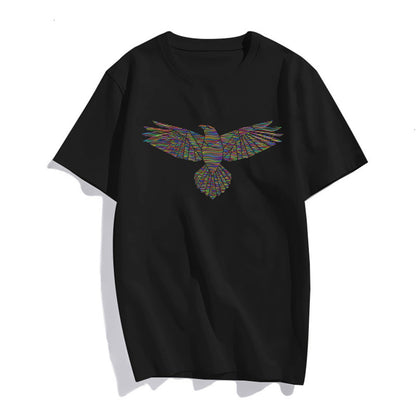 Colorful Eagle Graphic Short Sleeve T-Shirts for Women Summer Top