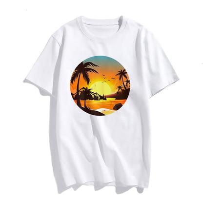 Sunset Beach Tropical Palm Tree Sunny T-Shirt