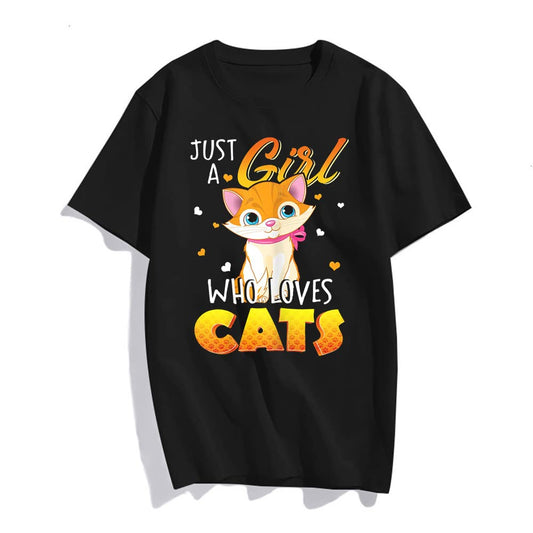 Just A Girl Who Loves Cats Tshirt Cute Cat Lover T-Shirt