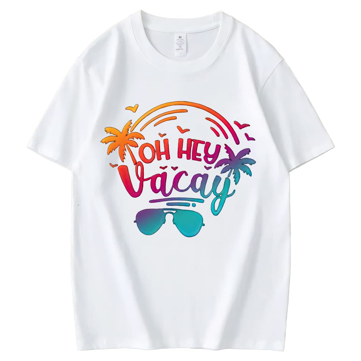 Vacay Graphic T-Shirt for Women Coconut Sunglasses Beach Summer Casual Short-Sleeved Tops