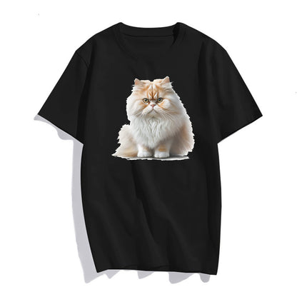 Serious Cat Print Women's Casual T-Shirt