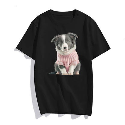 Womens Summer Tshirts Casual Short Sleeve Tops Women's Dog Pattern Print